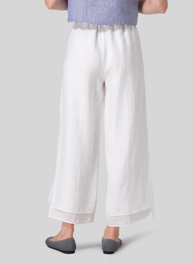 Linen Double Layer Ankle Length Pants