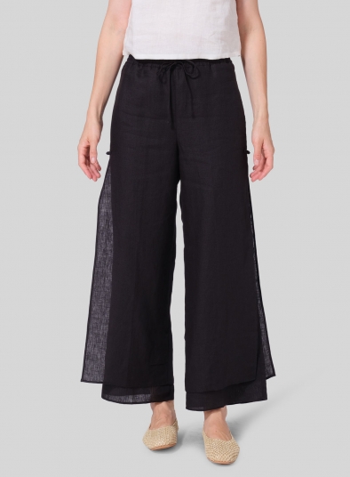 Linen Double-Layer Elastic Drawstring Pants