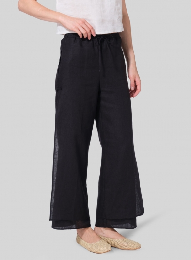 Linen Double-Layer Elastic Drawstring Pants