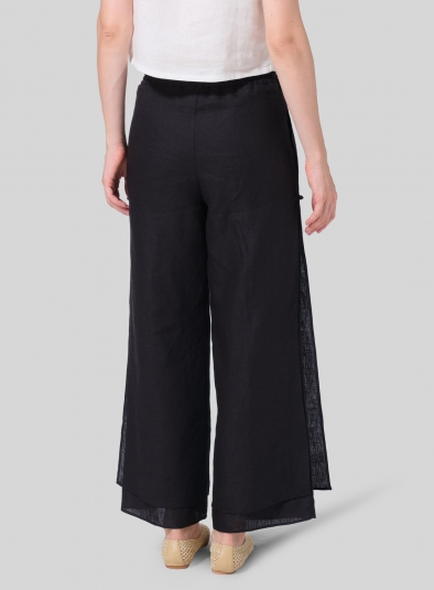 Linen Double-Layer Elastic Drawstring Pants