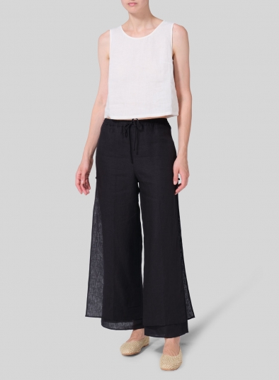 Linen Double-Layer Elastic Drawstring Pants