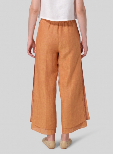 Linen Double-Layer Elastic Drawstring Pants