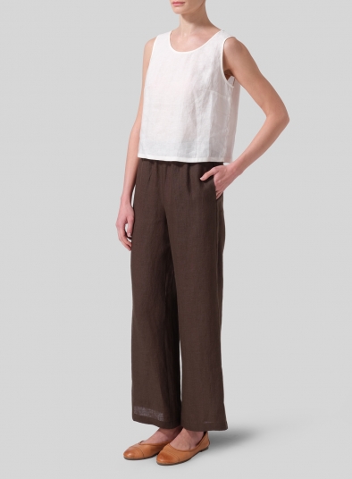 Linen Easy Fit Straight Leg Long Pants