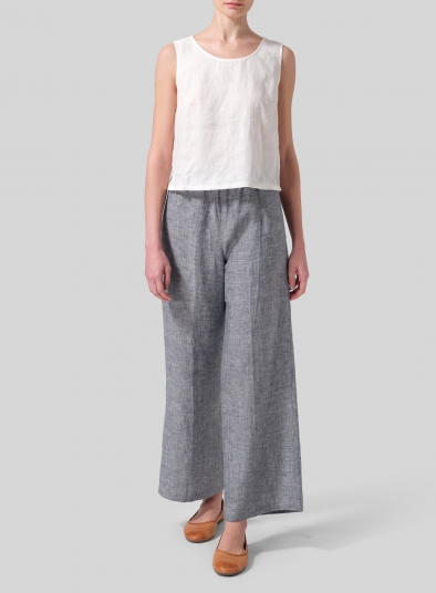 Linen Easy Fit Straight Leg Long Pants