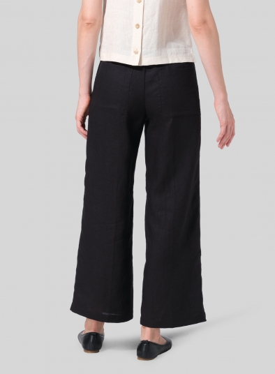 Linen Easy Fit Straight Leg Long Pants