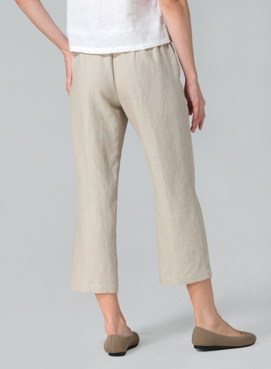 Linen Slim Calf Length Pants
