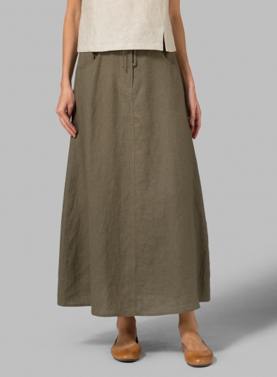 Linen High Rise Long Skirt - Plus Size