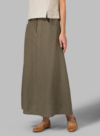 Linen High Rise Long Skirt