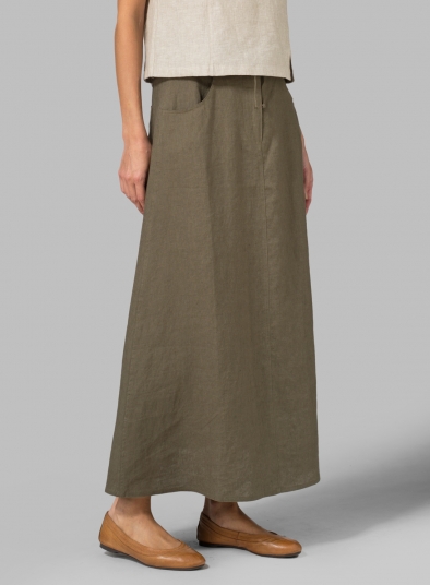 Linen High Rise Long Skirt