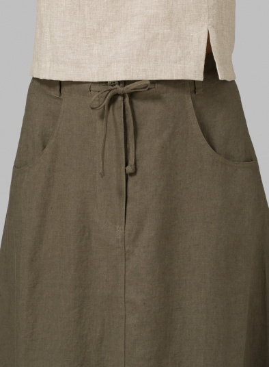 Linen High Rise Long Skirt