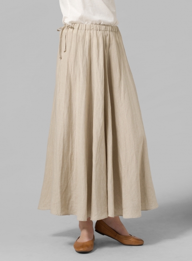 Linen Long Flared Skirt - Plus Size