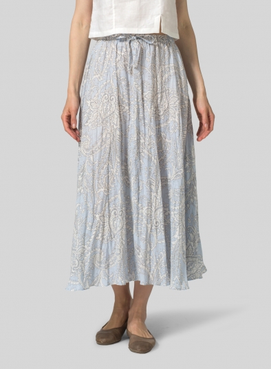 Linen Long Flared Skirt