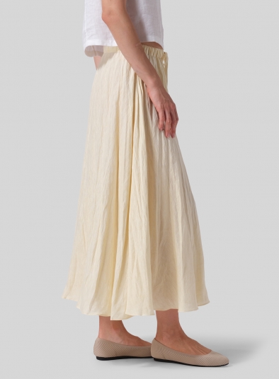 Linen Long Flared Skirt