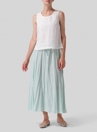 Linen Long Flared Skirt