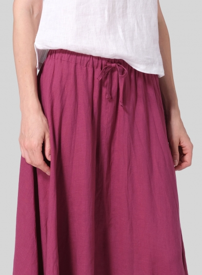 Linen Long Flared Skirt