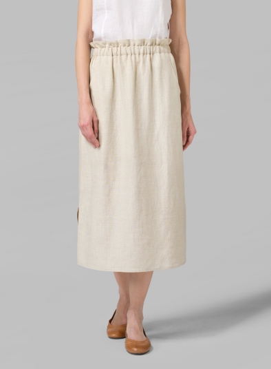 Linen Straight-Leg Skirt