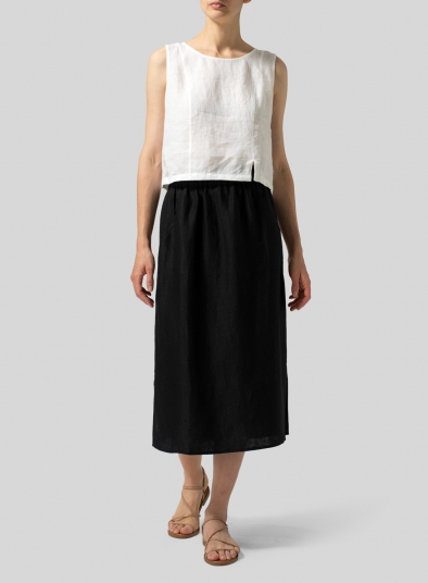 Linen Straight-Leg Slip-on Skirt