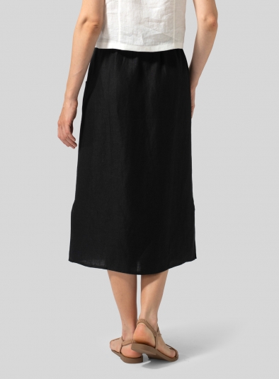 Linen Straight-Leg Slip-on Skirt