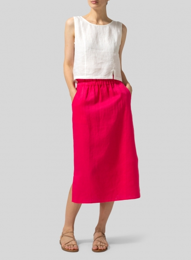 Linen Straight-Leg Slip-on Skirt
