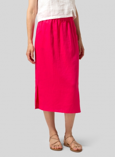 Linen Straight-Leg Slip-on Skirt