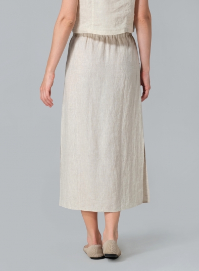 Linen Straight-Leg Long Skirt