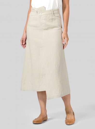 Linen High Waist Irregular Long Split Skirt