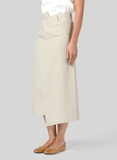 Linen High Waist Irregular Long Split Skirt