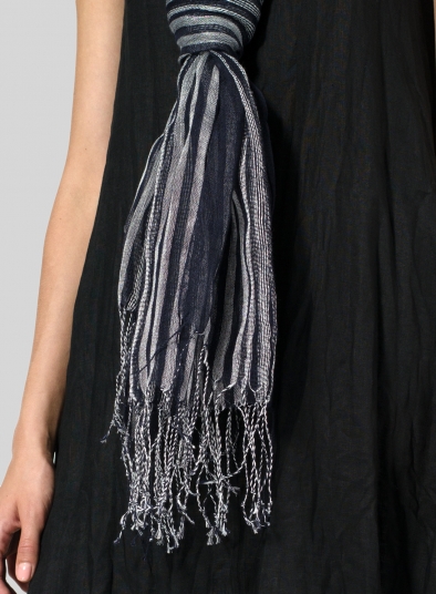 Yarn-Dyed Navy Black Scarf