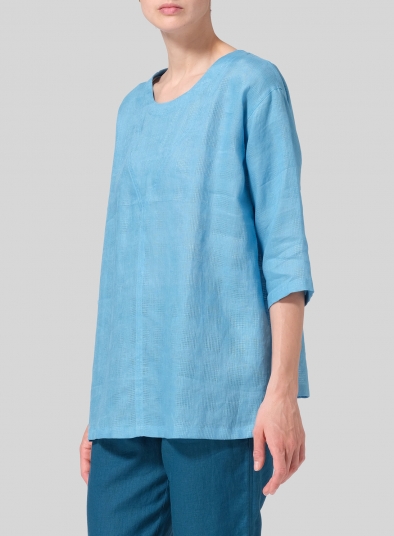 Linen A-shape Dropped Shoulder Top