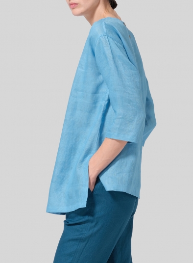 Linen A-shape Dropped Shoulder Top