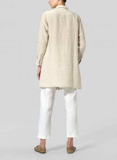 Linen Rolled Sleeve Long Top