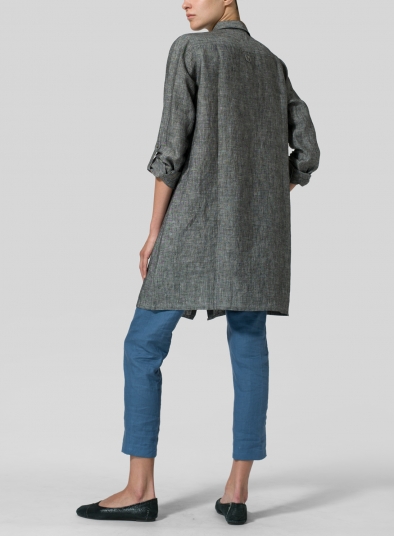 Linen Rolled Sleeve Long Top