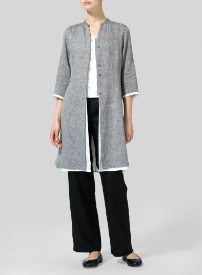 Linen Double Layers Long Top