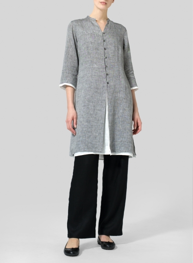 Linen Double Layers Long Top