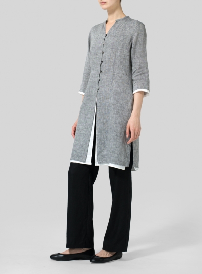 Linen Double Layers Long Top