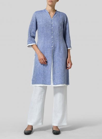 Linen Double Layers Long Top