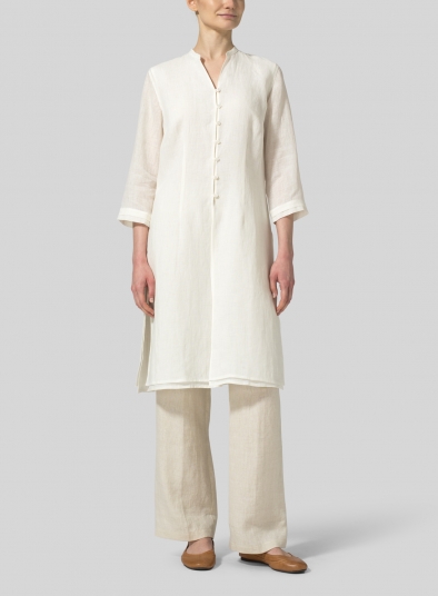 Linen Double Layers Long Top
