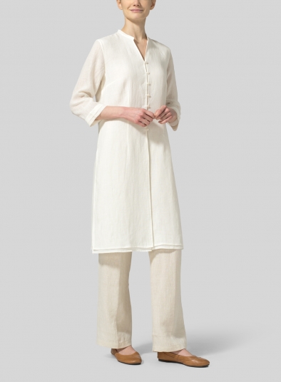 Linen Double Layers Long Top