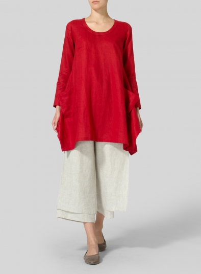 Linen Long Sleeve Poncho Top