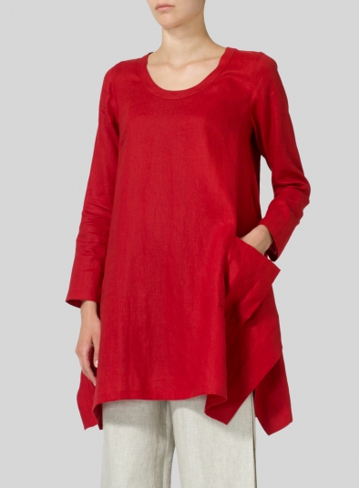 Linen Long Sleeve Poncho Top