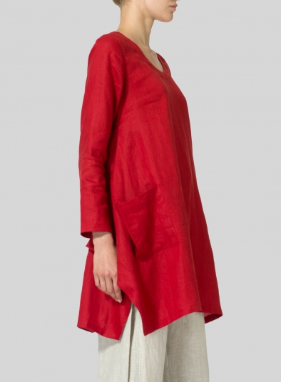 Linen Long Sleeve Poncho Top