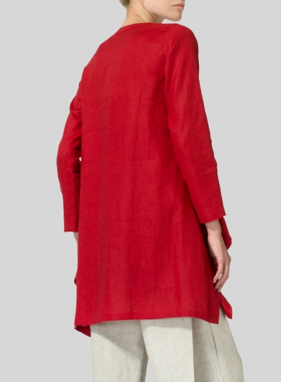 Linen Long Sleeve Poncho Top