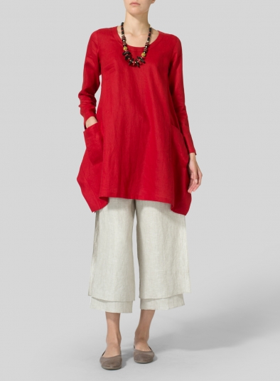 Linen Long Sleeve Poncho Top