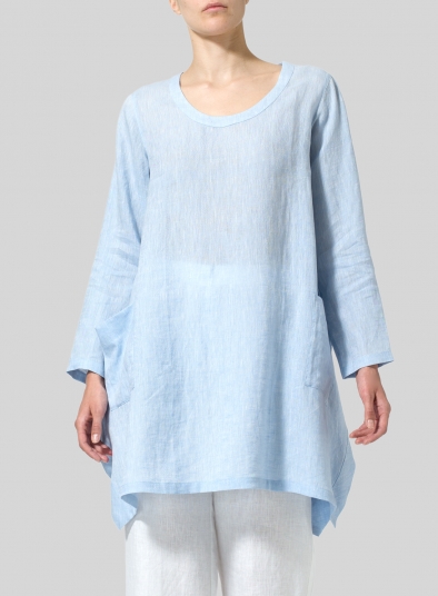 Linen Long Sleeve Poncho Top