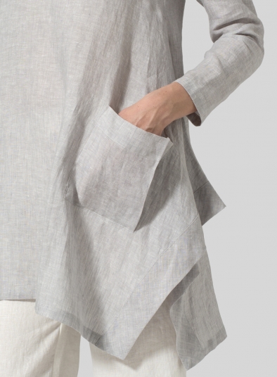 Linen Long Sleeve Poncho Top