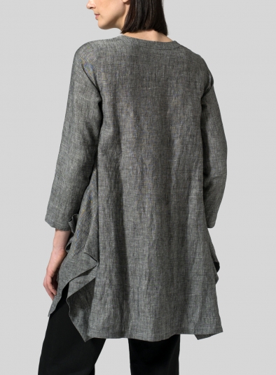 Linen Long Sleeve Poncho Top