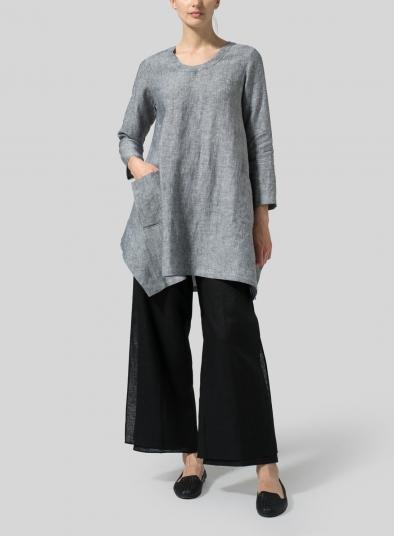 Linen Long Sleeve Poncho Top