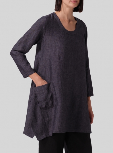 Linen Long Sleeve Poncho Top