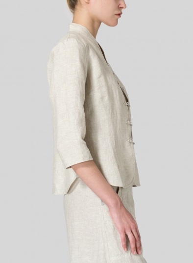 Linen Three Quarter Chinese Blouse