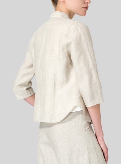 Linen Three Quarter Chinese Blouse